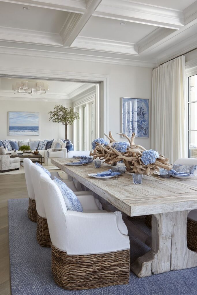 Coastal Blue Dining Room with Weathered Charm