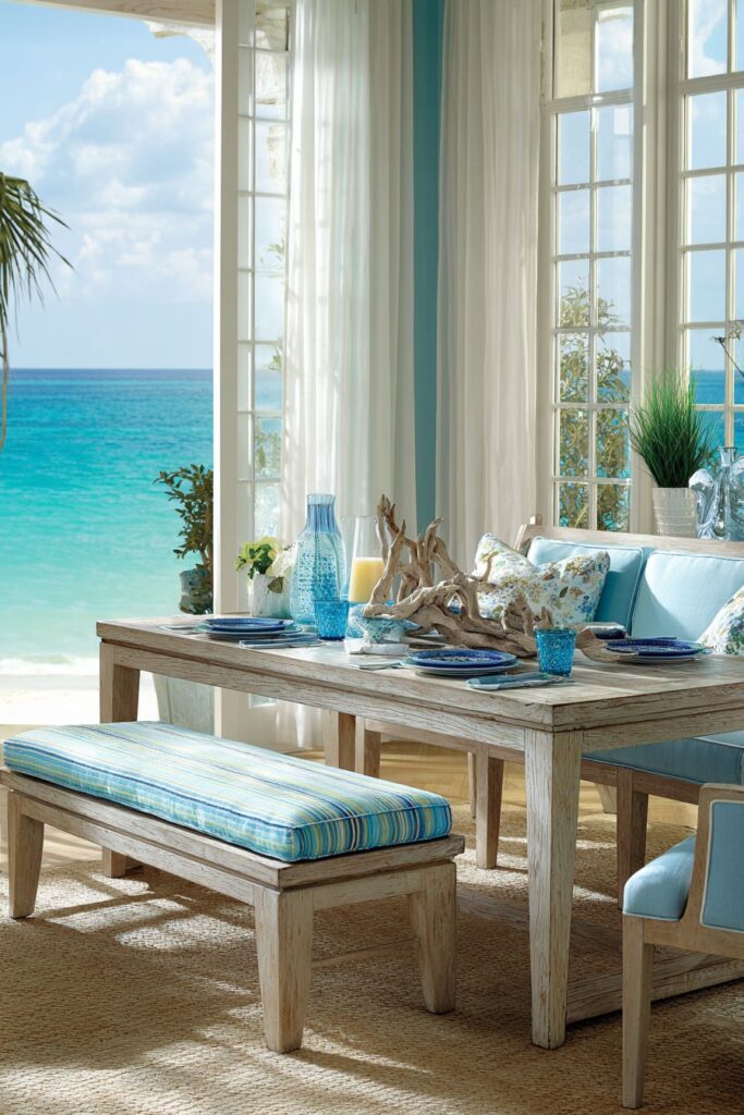 Coastal Blue Dining Room with Weathered Charm