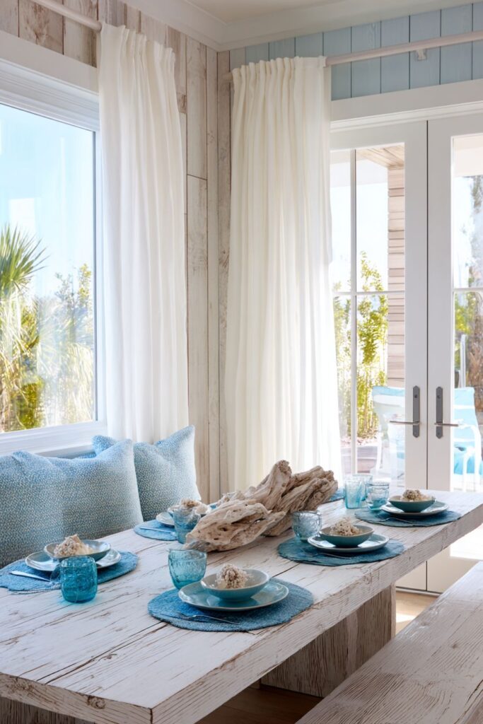 Coastal Blue Dining Room with Weathered Charm