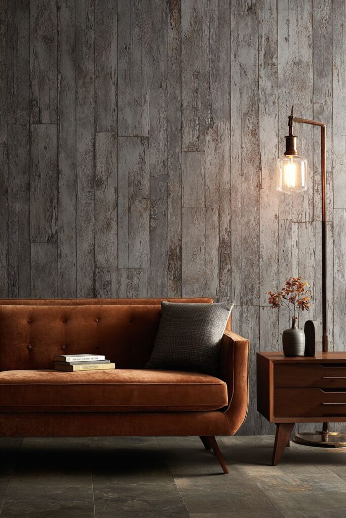 Sophisticated Espresso Accent Wall with Mid-Century Modern Elegance