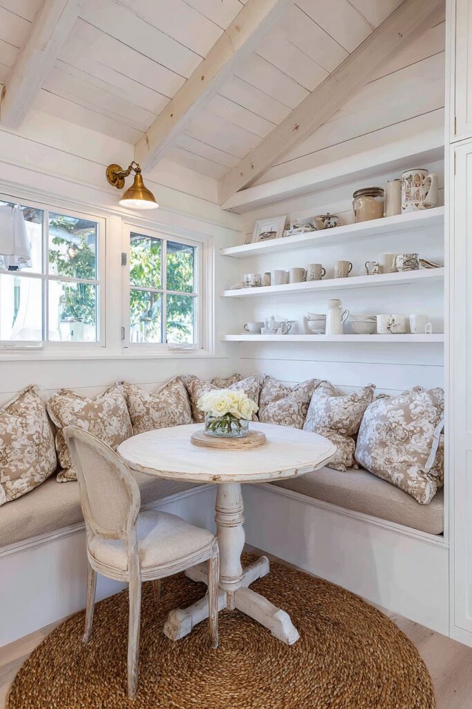 Intimate Corner Dining with Built-in Seating