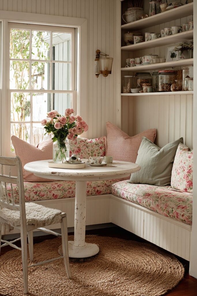 Intimate Corner Dining with Built-in Seating