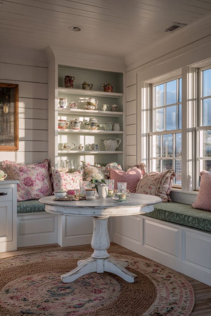 Intimate Corner Dining with Built-in Seating