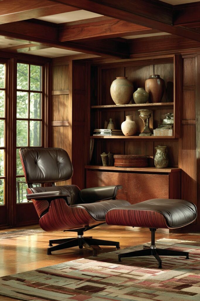 Iconic Eames Lounge Chair with Built-in Storage Display