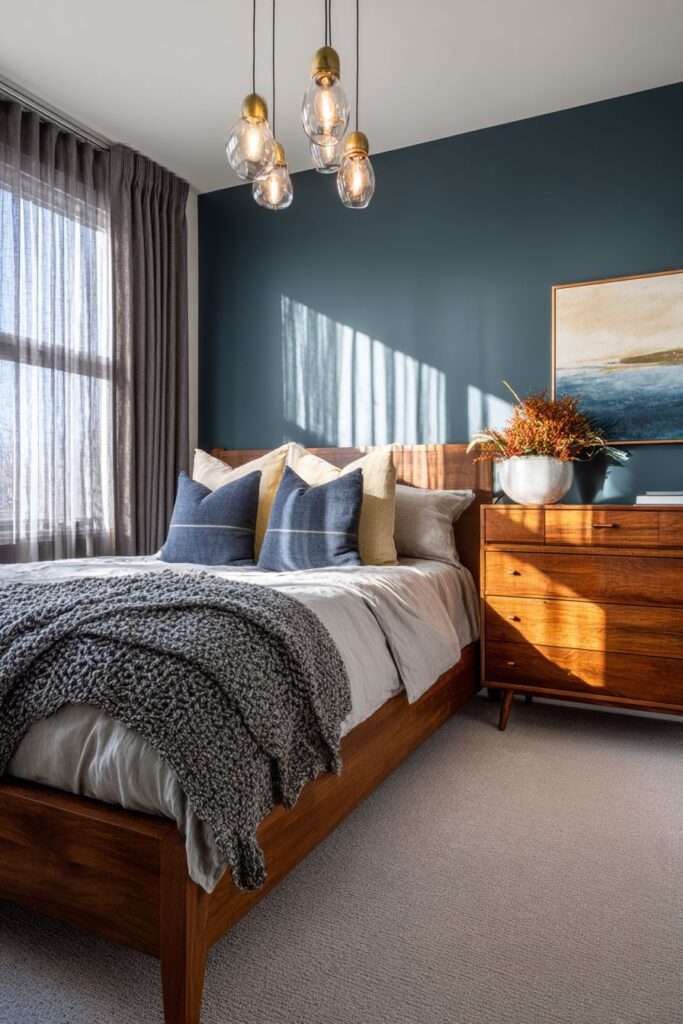 Dramatic Dark Teal Accent Wall