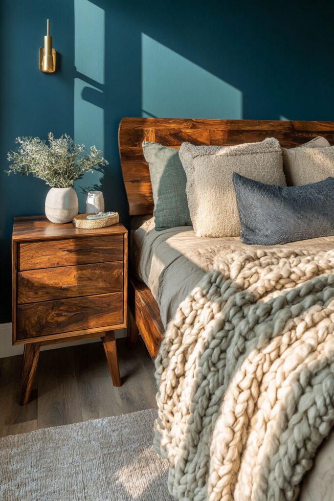 Dramatic Dark Teal Accent Wall