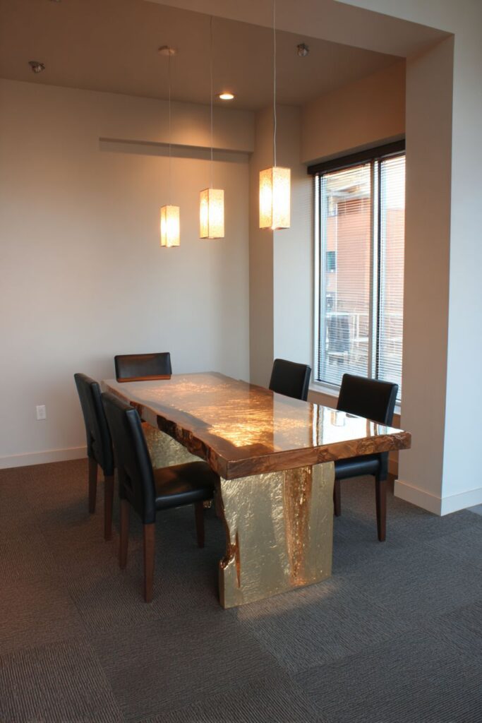 Contemporary Gold-Leafed Table Sophistication