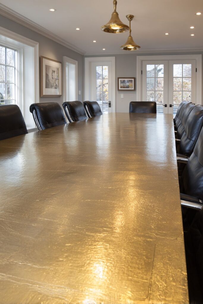 Contemporary Gold-Leafed Table Sophistication