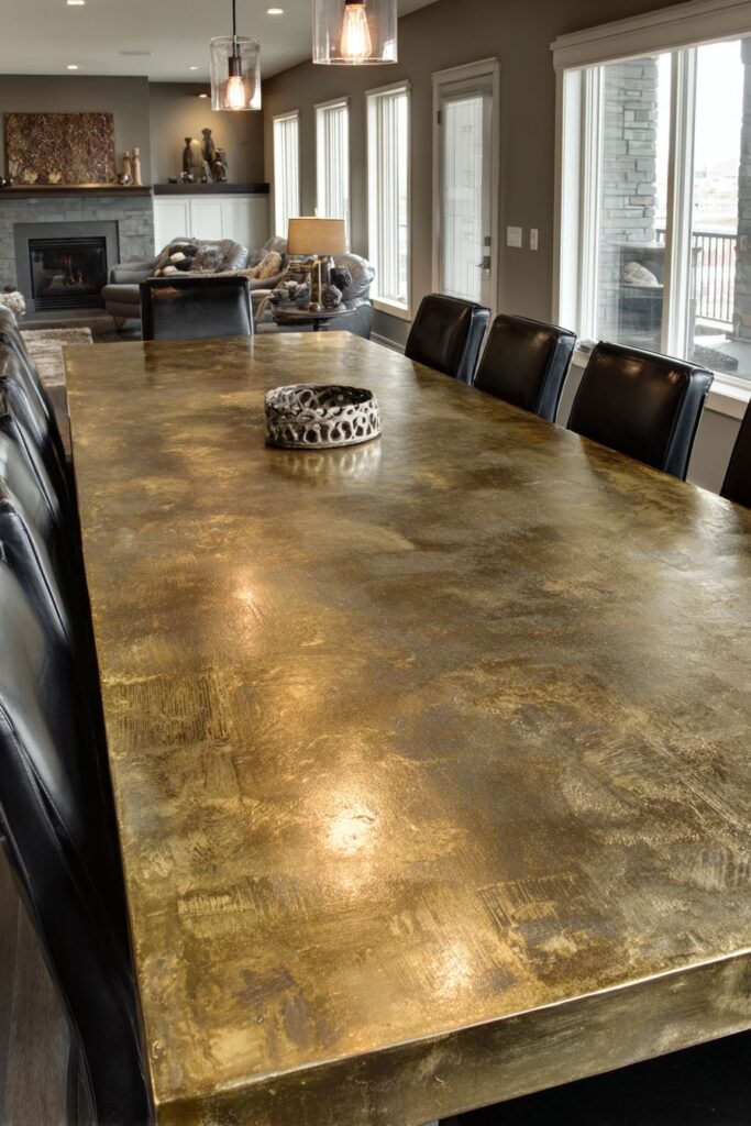 Contemporary Gold-Leafed Table Sophistication