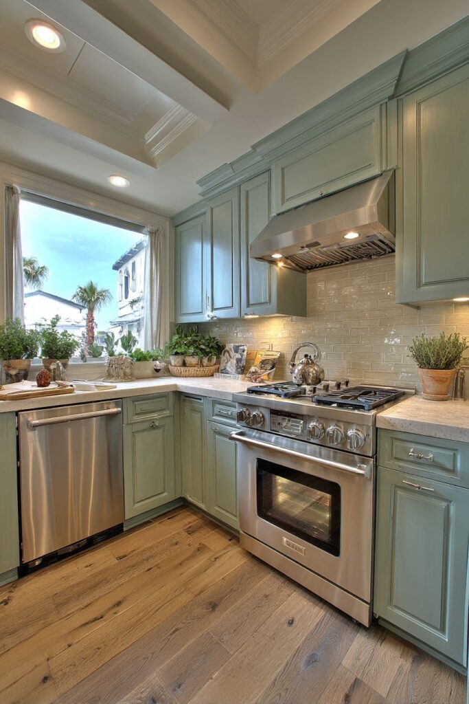 Mint Green Brick Backsplash Masterpiece