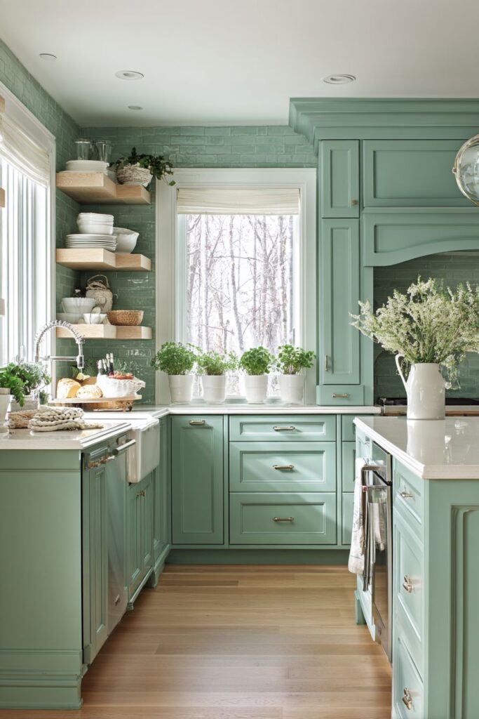 Mint Green Brick Backsplash Masterpiece