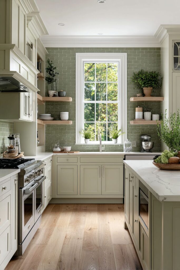 Mint Green Brick Backsplash Masterpiece