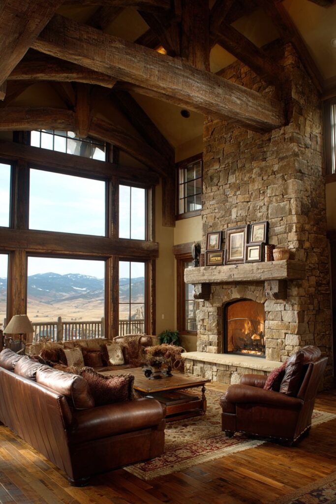 Rustic Stone Fireplace Statement
