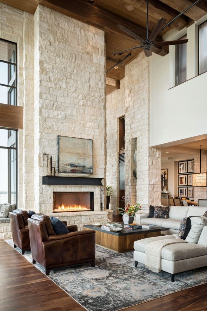 Rustic Stone Fireplace Statement