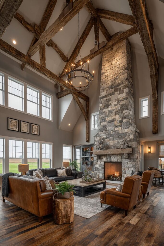 Rustic Stone Fireplace Statement