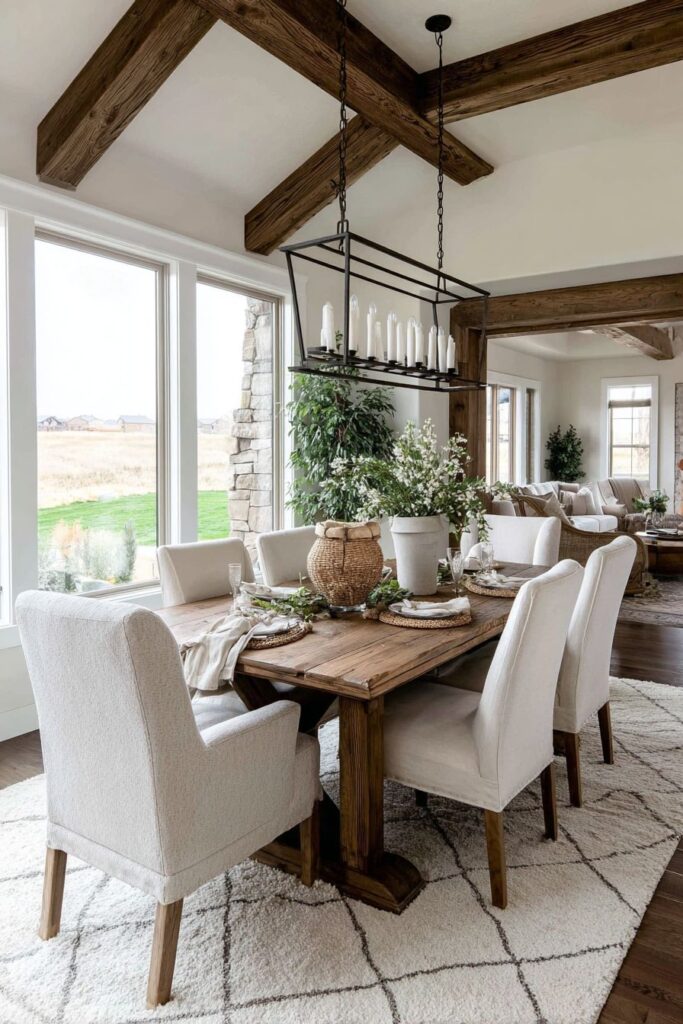 Modern Farmhouse Rustic Beam Chandelier