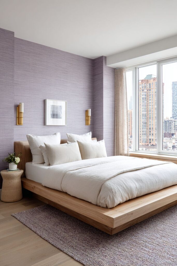 Modern Minimalist Bedroom with Textured Accent Wall