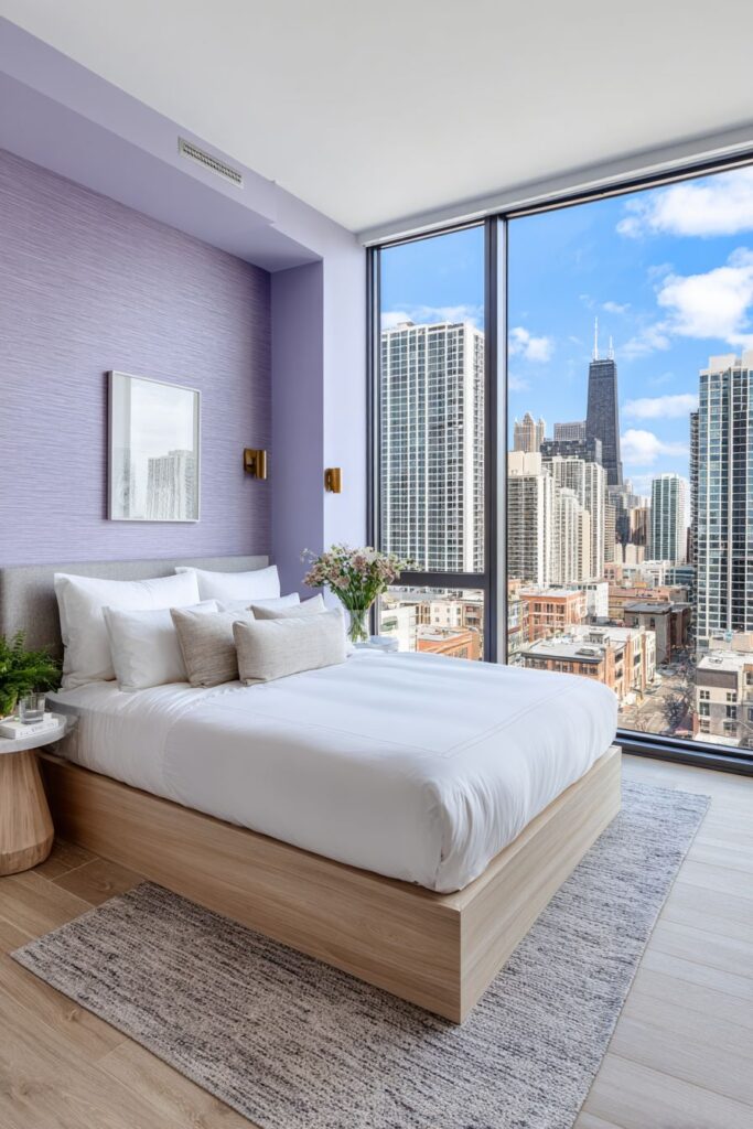 Modern Minimalist Bedroom with Textured Accent Wall