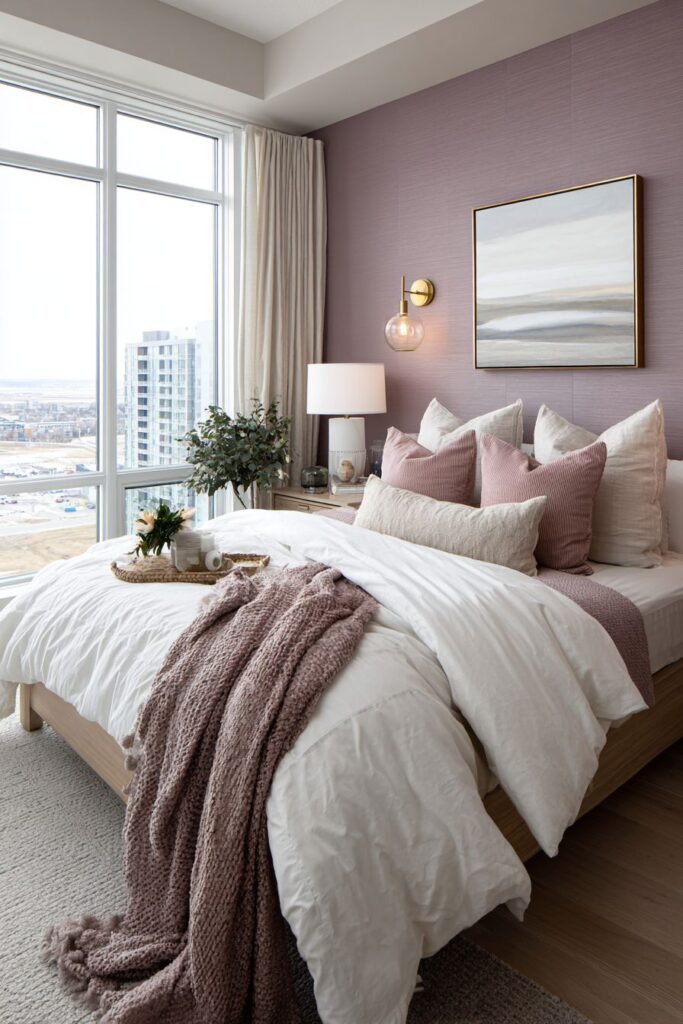 Modern Minimalist Bedroom with Textured Accent Wall