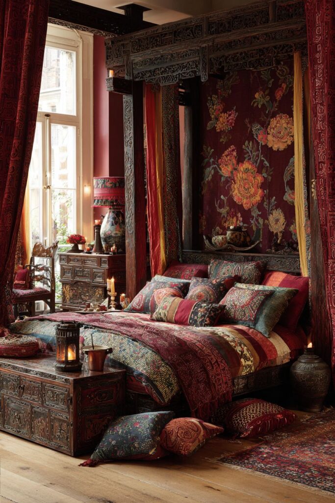 Burgundy and Gold Floral Fantasy