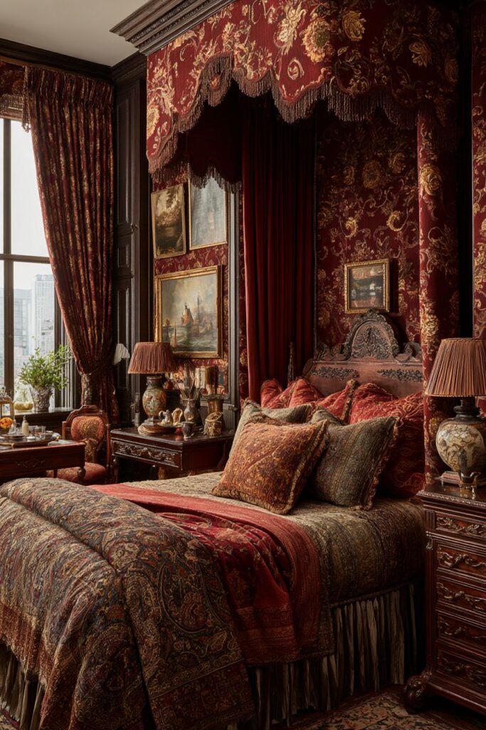 Burgundy and Gold Floral Fantasy