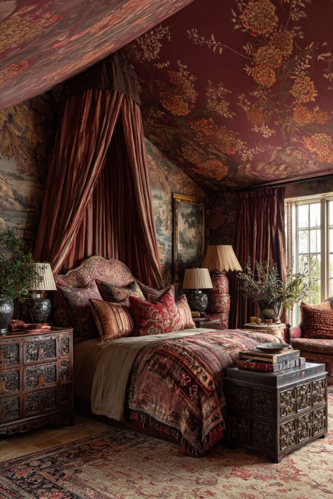 Burgundy and Gold Floral Fantasy