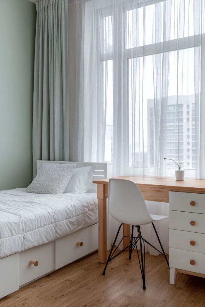 Sage Green Accent Wall with Scandinavian Elements