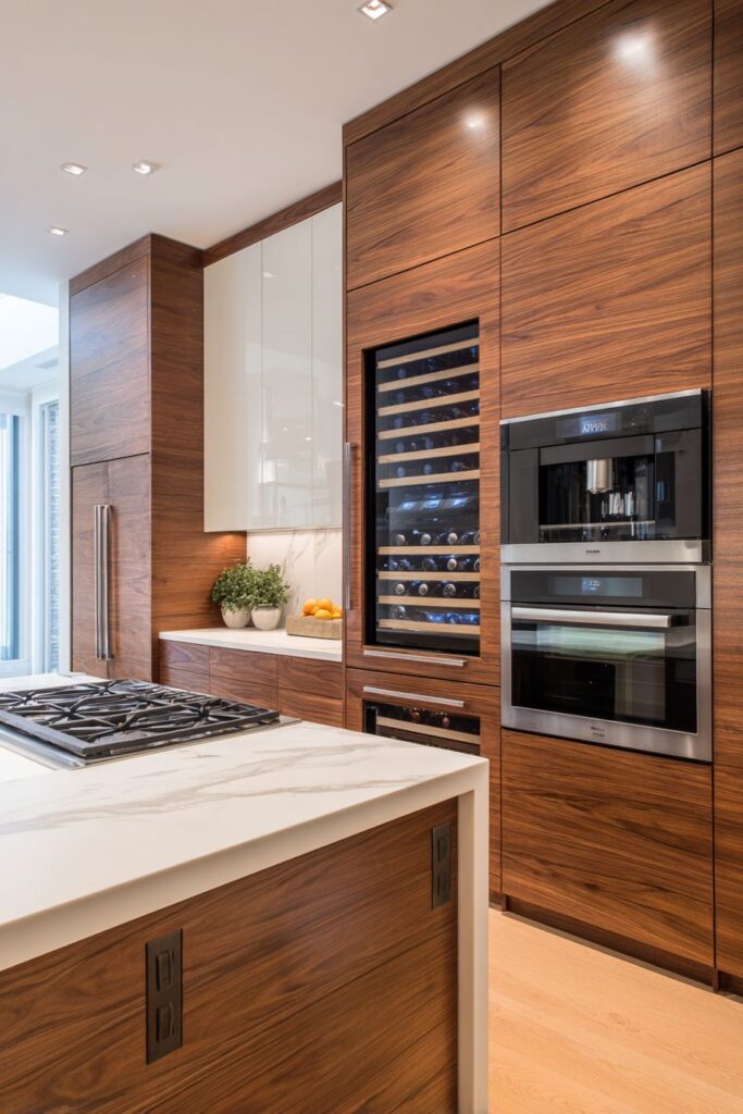 Warm Walnut and White Quartz Harmony