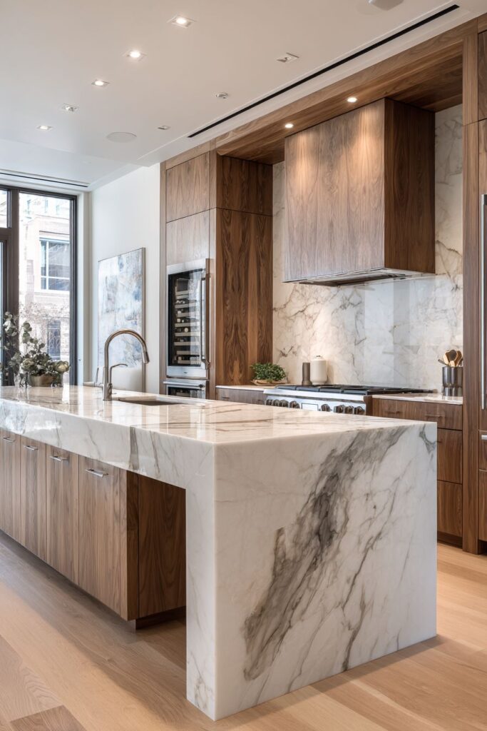 Warm Walnut and White Quartz Harmony