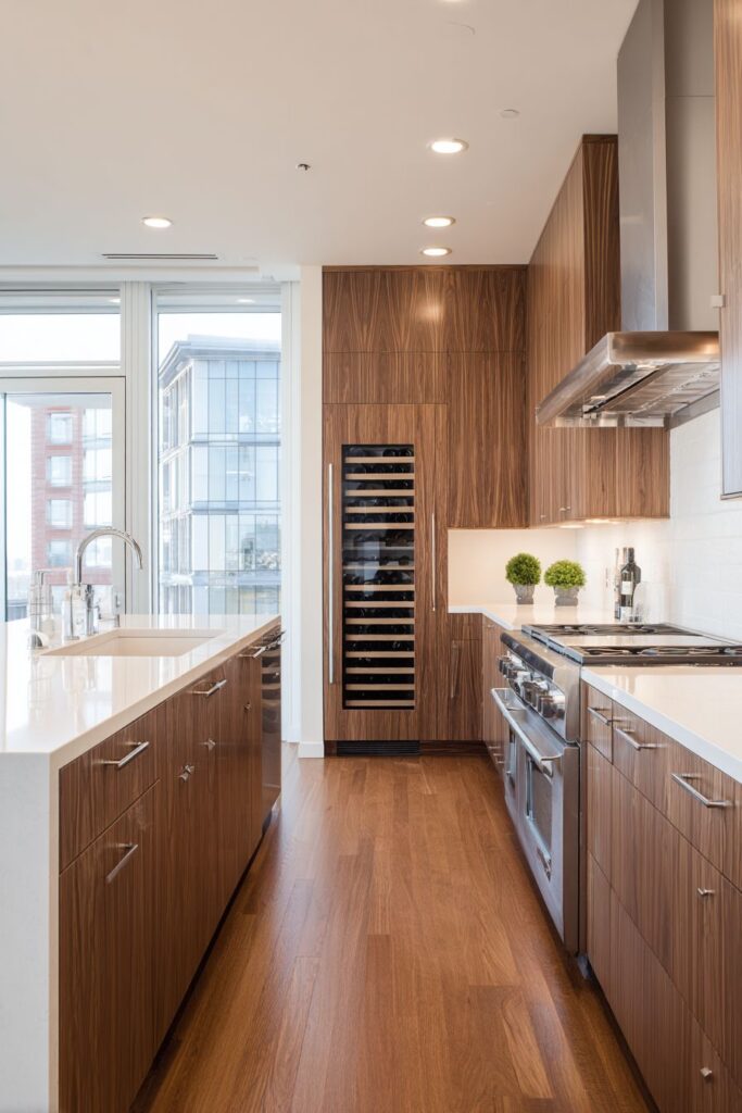 Warm Walnut and White Quartz Harmony