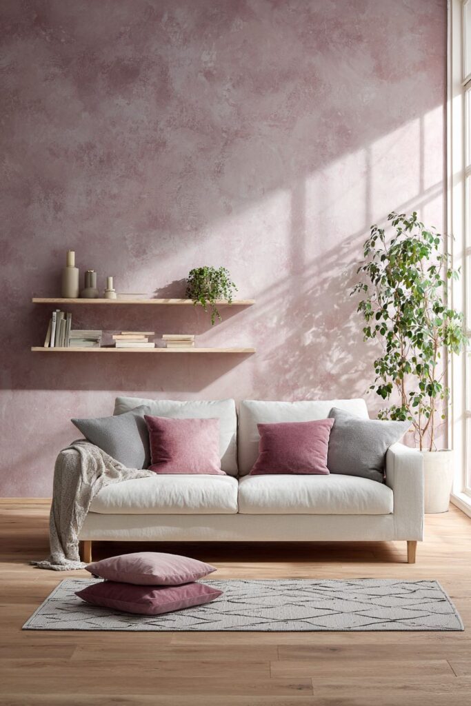 Scandinavian Pink Minimalism with Dusty Rose Accent Wall
