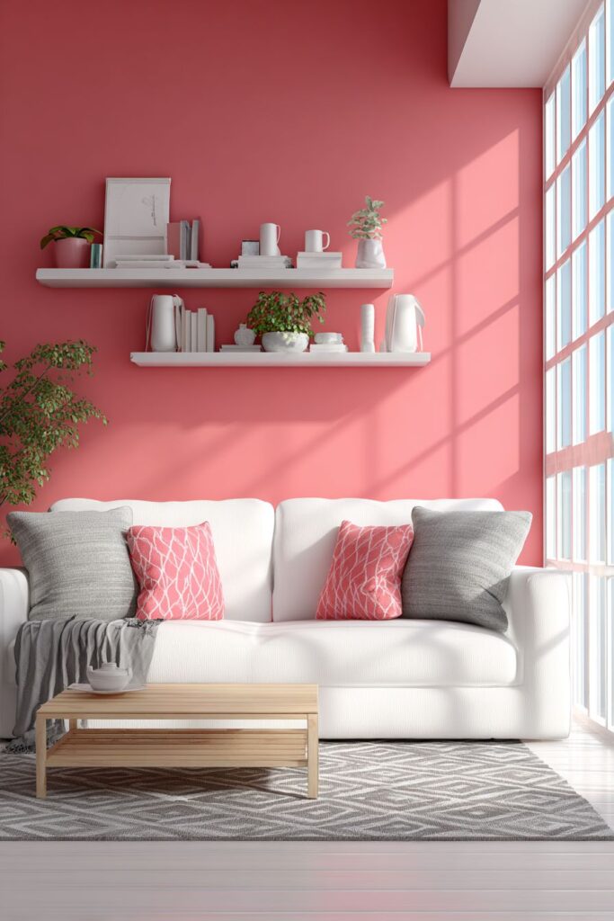 Scandinavian Pink Minimalism with Dusty Rose Accent Wall