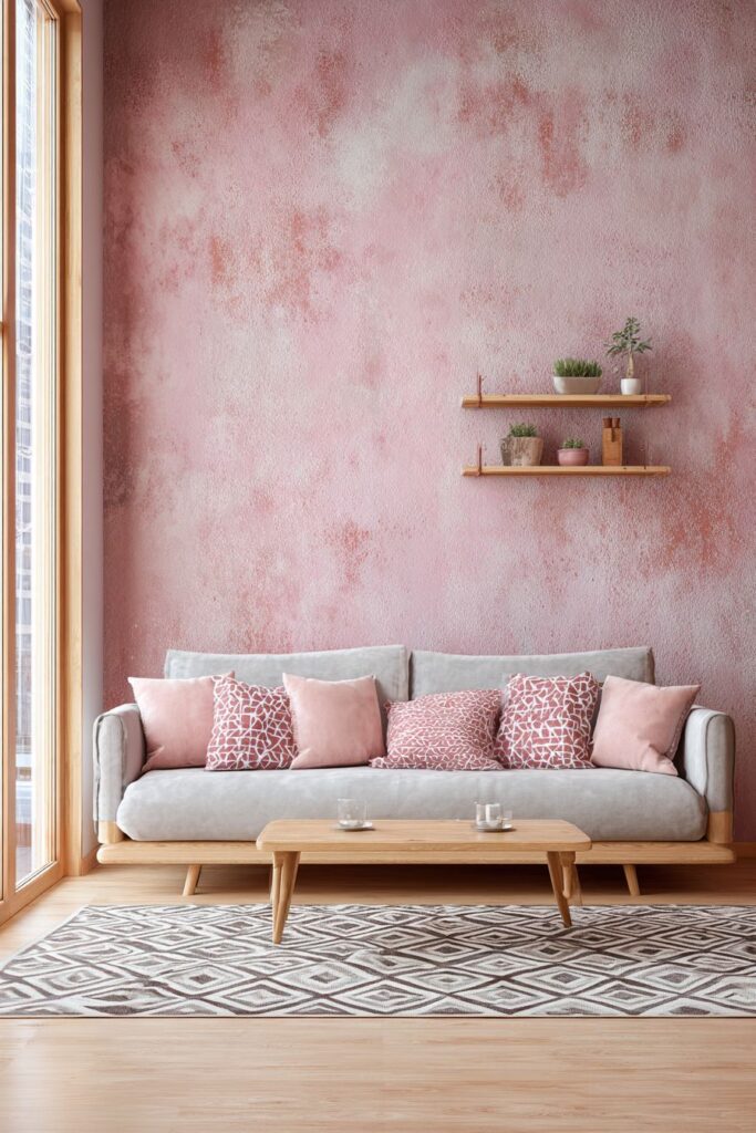 Scandinavian Pink Minimalism with Dusty Rose Accent Wall