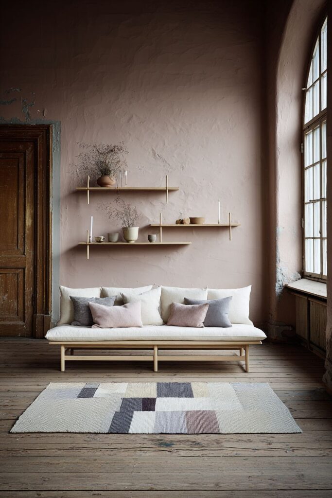 Scandinavian Pink Minimalism with Dusty Rose Accent Wall