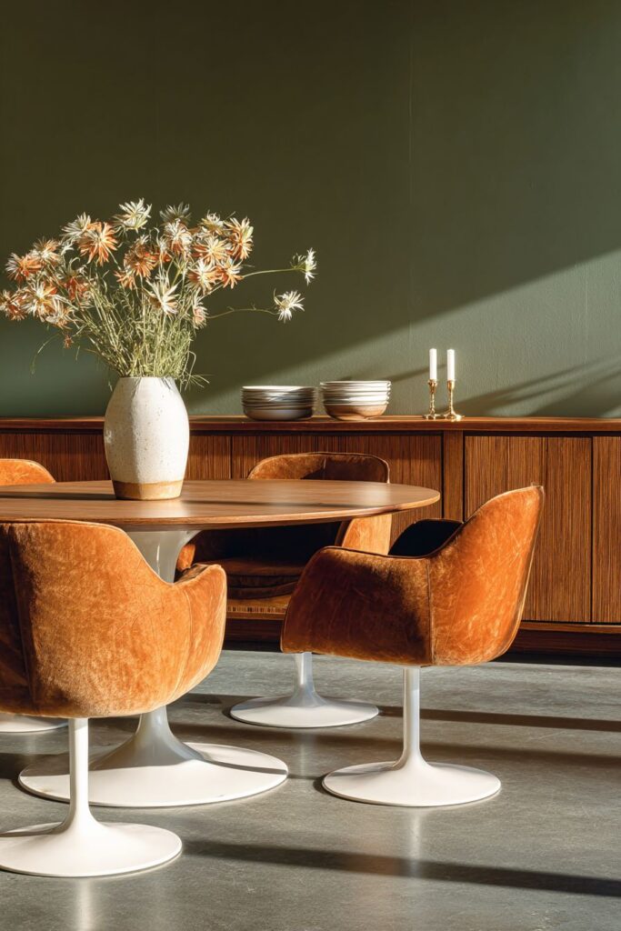 Danish Teak Sophistication with Tulip Table Grace