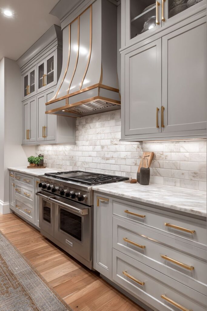 Contemporary Sophistication with Rose Gold Range Hood