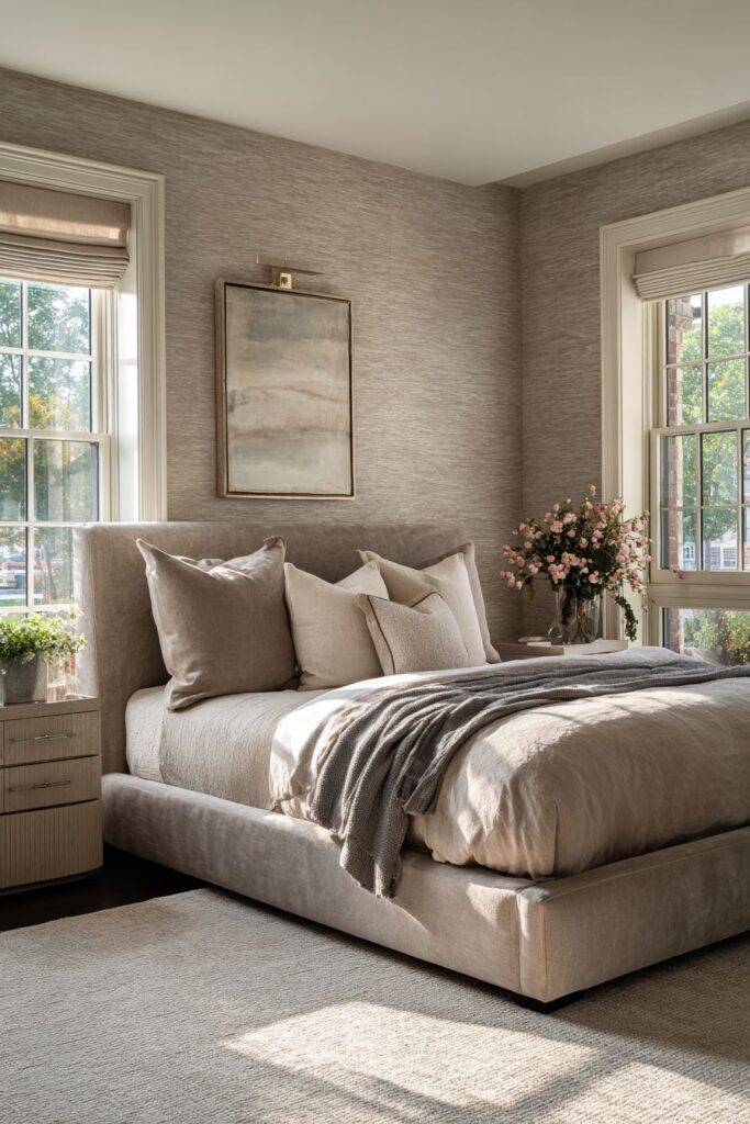 Modern Minimalist Sanctuary with Warm Greige Walls