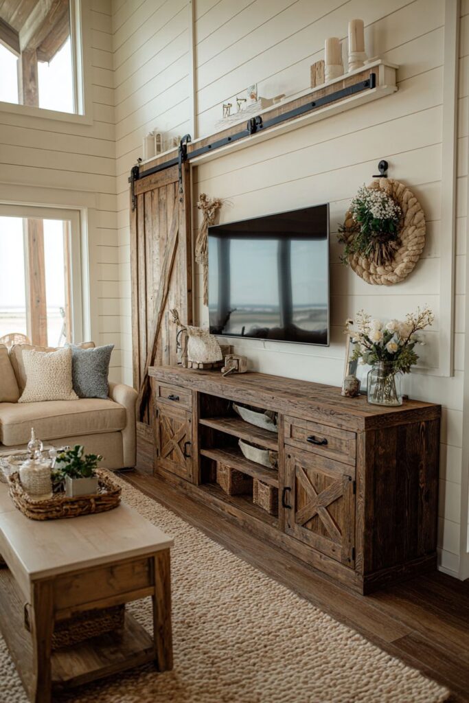 Rustic Farmhouse Reclaimed Wood Entertainment Center