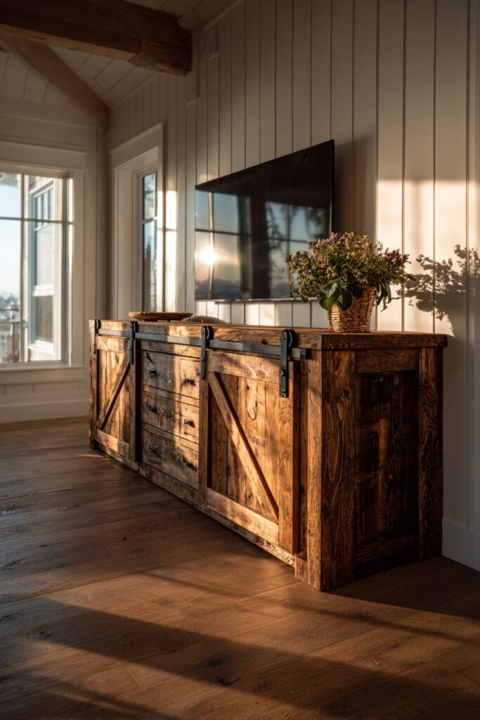 Rustic Farmhouse Reclaimed Wood Entertainment Center