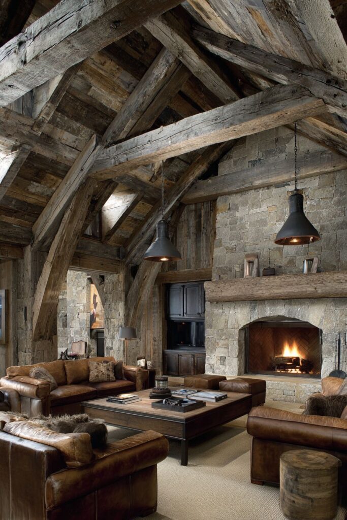 Rustic Elegance with Natural Wood Beam Character