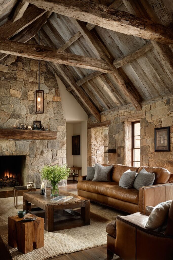 Rustic Elegance with Natural Wood Beam Character
