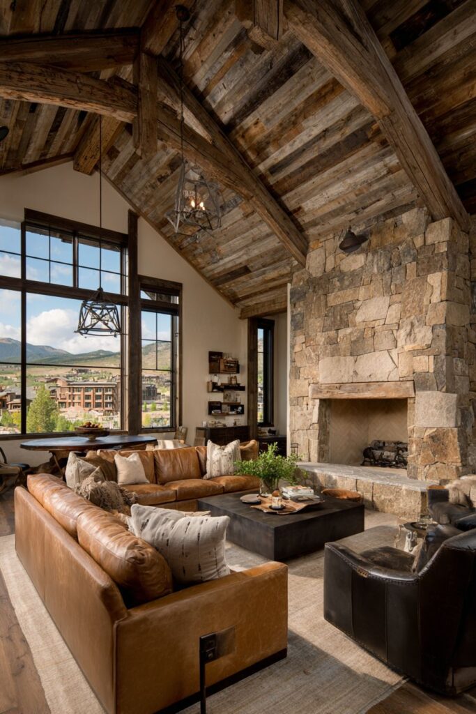 Rustic Elegance with Natural Wood Beam Character