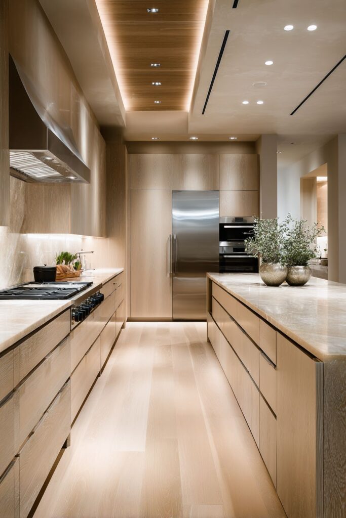 Modern Flat-Panel Oak with Waterfall Edge