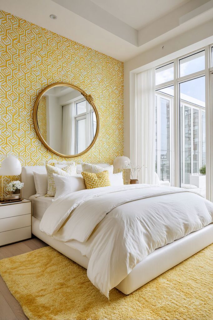 Modern Geometric Elegance in Mustard and White