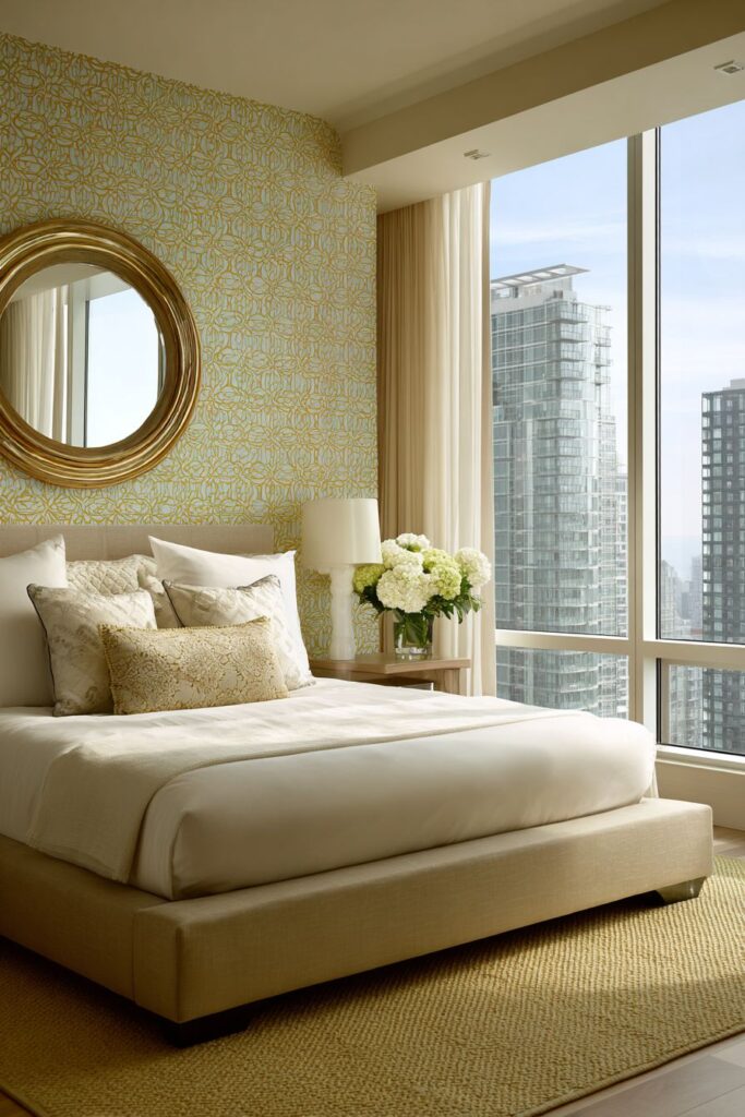 Modern Geometric Elegance in Mustard and White