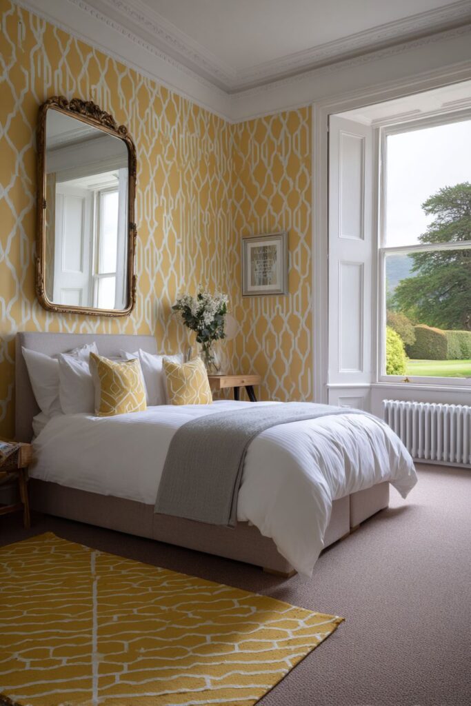 Modern Geometric Elegance in Mustard and White