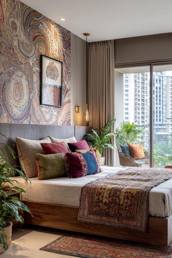 Modern Indian Bedroom with Contemporary Teak Platform Design