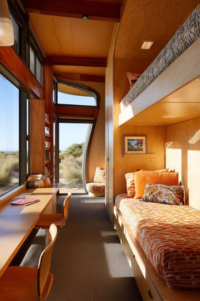 Modern Bunk Beds with Integrated Workspace