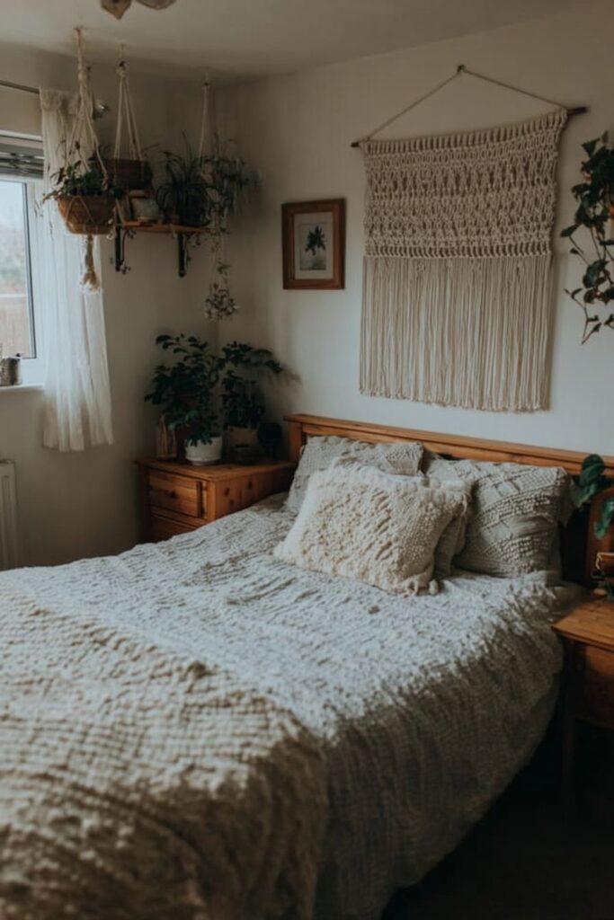 Fabric Tapestry Wall Hanging with Geometric Patterns