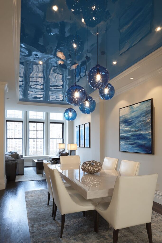 Bold Blue Ceiling Treatment for Dramatic Impact